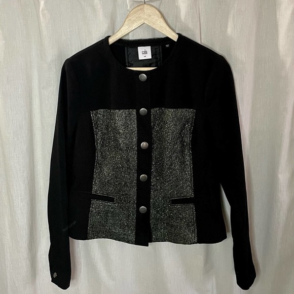 CAbi Cropped Media Jacket Black with Army Green Panels Style # 3036 Size Medium - Picture 16 of 16